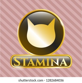  Gold shiny badge with cat face icon and Stamina text inside