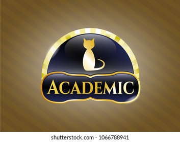  Gold shiny badge with cat icon and Academic text inside