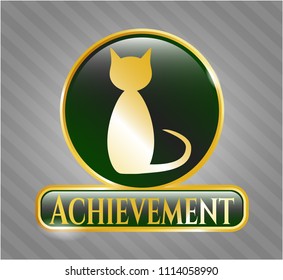 Gold shiny badge with cat icon and Achievement text inside Gold shiny badge with cat icon and Achievement text inside