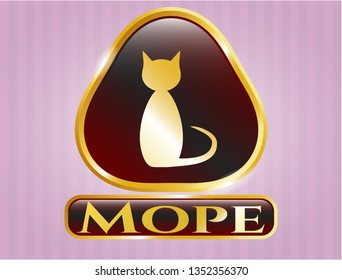  Gold shiny badge with cat icon and Mope text inside
