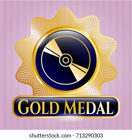  Gold shiny badge with CD or DVD disc icon and Gold Medal text inside