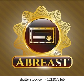  Gold shiny badge with certificate icon and Abreast text inside