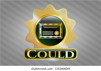 Gold shiny badge with certificate icon and Could text inside