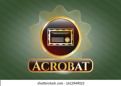  Gold shiny badge with certificate icon and Acrobat text inside