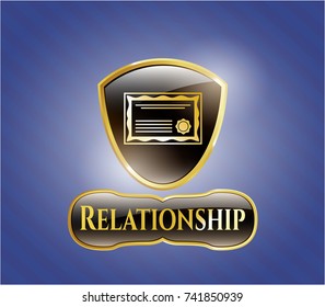  Gold shiny badge with certificate icon and Relationship text inside