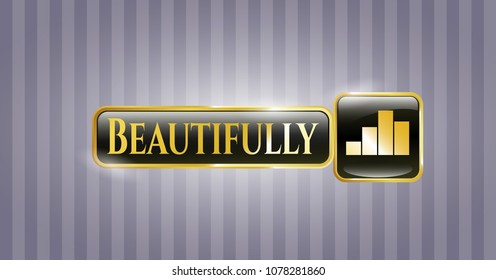   Gold shiny badge with chart icon and Beautifully text inside