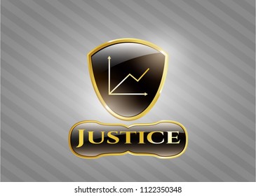  Gold shiny badge with chart icon and Justice text inside