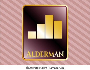  Gold shiny badge with chart icon and Alderman text inside