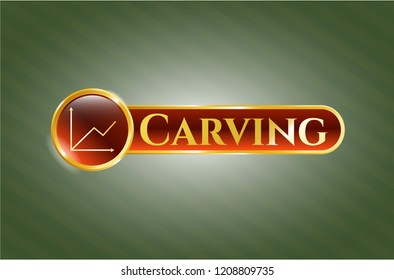  Gold shiny badge with chart icon and Carving text inside