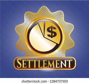  Gold shiny badge with chart icon and Settlement text inside