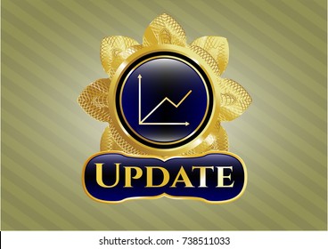  Gold shiny badge with chart icon and Update text inside