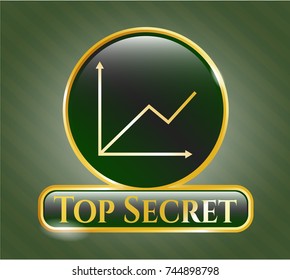  Gold shiny badge with chart icon and Top Secret text inside