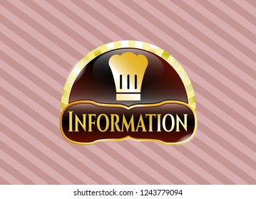  Gold shiny badge with chef hat icon and Information text inside
