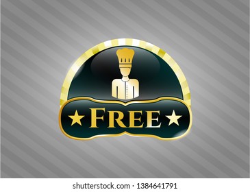  Gold shiny badge with chef icon and Free text inside