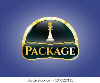  Gold shiny badge with chess king icon and Package text inside