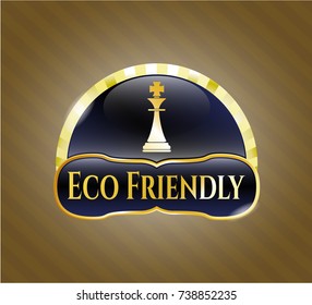  Gold shiny badge with chess king icon and Eco Friendly text inside