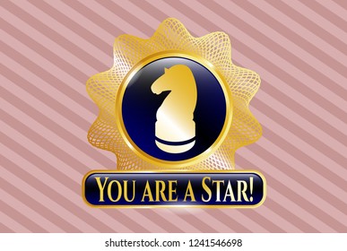  Gold shiny badge with chess knight icon and You are a Star! text inside