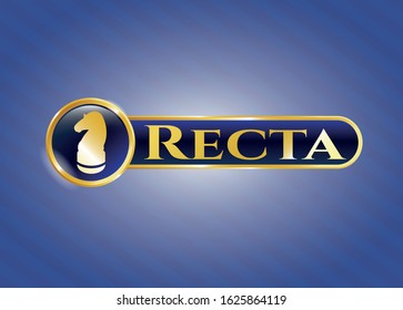  Gold shiny badge with chess knight icon and Recta text inside