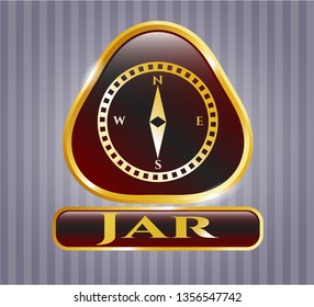  Gold shiny badge with compass icon and Jar text inside