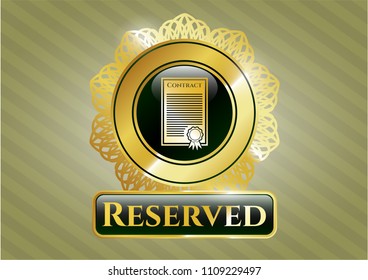  Gold shiny badge with contract icon and Reserved text inside