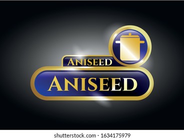  Gold shiny badge with cooking pot icon and Aniseed text inside