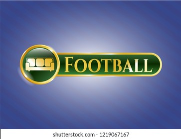  Gold shiny badge with couch icon and Football text inside