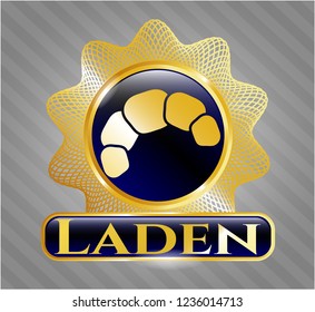  Gold shiny badge with croissant icon and Laden text inside