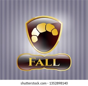  Gold shiny badge with croissant icon and Fall text inside