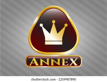  Gold shiny badge with crown icon and Annex text inside