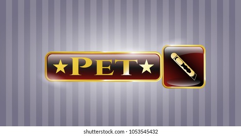  Gold shiny badge with cutter icon and Pet text inside