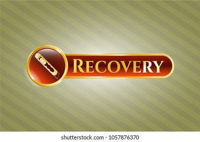  Gold shiny badge with cutter icon and Recovery text inside