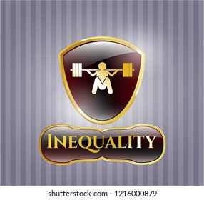  Gold shiny badge with deep squat icon and Inequality text inside