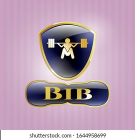  Gold shiny badge with deep squat icon and Bib text inside