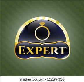  Gold shiny badge with diamond ring icon and Expert text inside