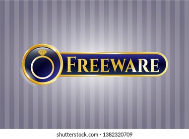  Gold shiny badge with diamond ring icon and Freeware text inside