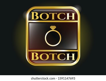  Gold shiny badge with diamond ring icon and Botch text inside