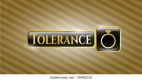 Gold shiny badge with diamond ring icon and Tolerance text inside