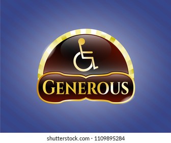   Gold shiny badge with disabled (wheelchair) icon and Generous text inside