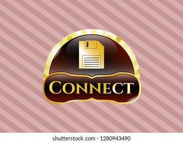  Gold shiny badge with diskette icon and Connect text inside