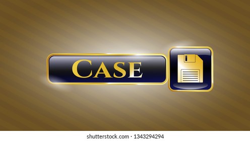  Gold shiny badge with diskette icon and Case text inside