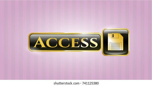  Gold shiny badge with diskette icon and Access text inside