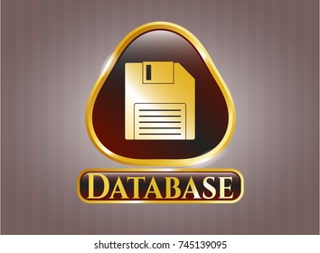  Gold shiny badge with diskette icon and Database text inside