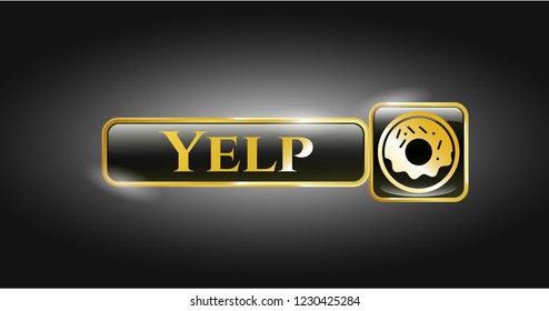  Gold shiny badge with donut icon and Yelp text inside