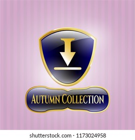  Gold shiny badge with download icon and Autumn Collection text inside