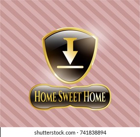  Gold shiny badge with download icon and Home Sweet Home text inside