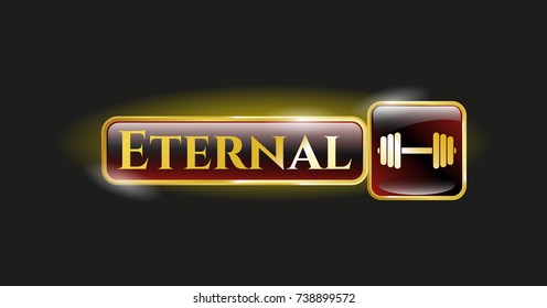  Gold shiny badge with dumbbell icon and Eternal text inside