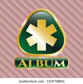  Gold shiny badge with emergency cross icon and Album text inside