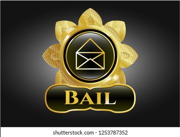  Gold shiny badge with envelope icon and Bail text inside