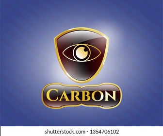  Gold shiny badge with eye icon and Carbon text inside