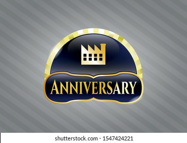  Gold shiny badge with factory icon and Anniversary text inside